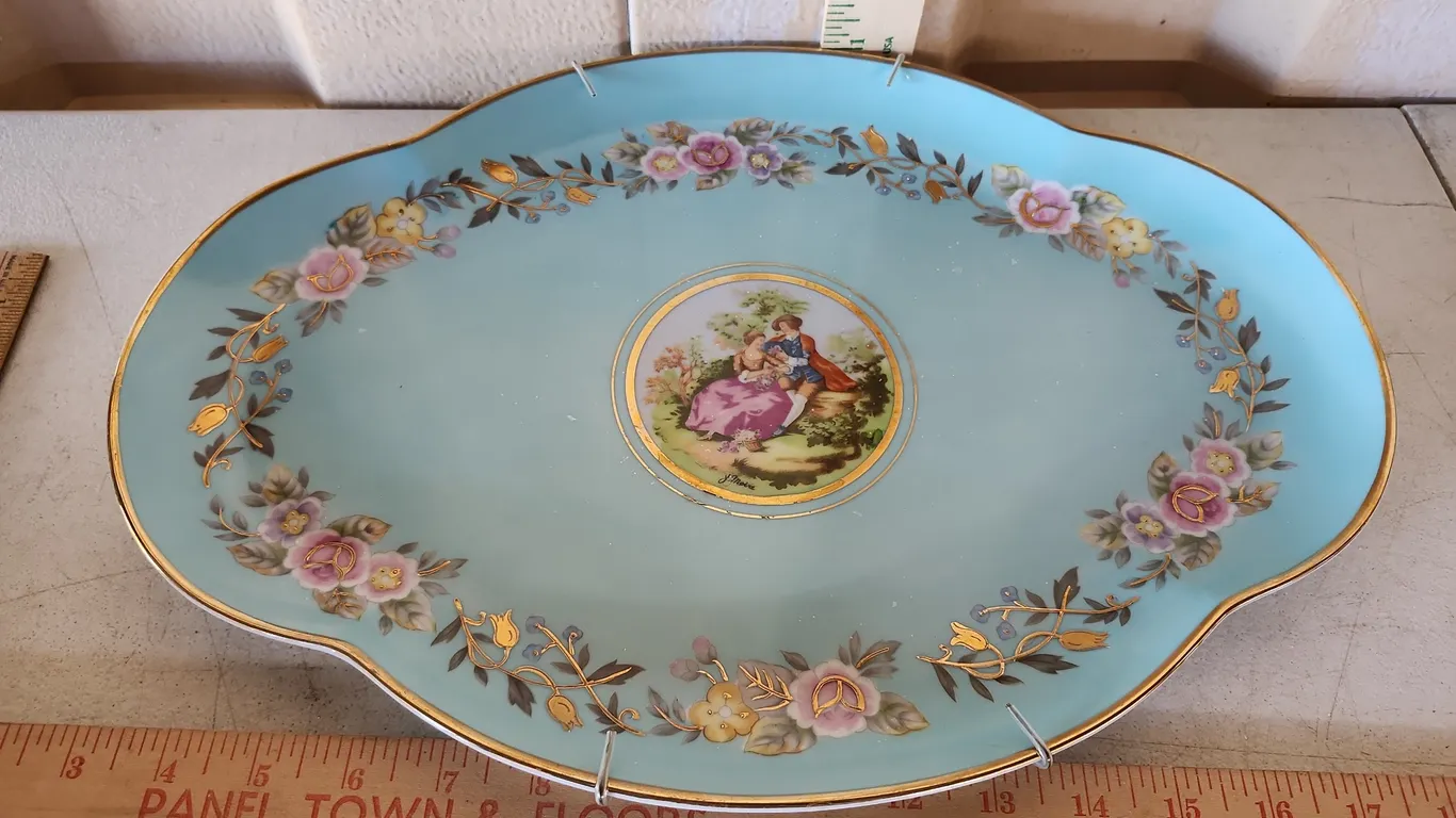 Vintage Porcelain Victorian Platter 16"X11.5"