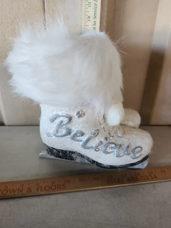 Believe Ice Skates Centerpiece Decor, Paper Mache/Resin