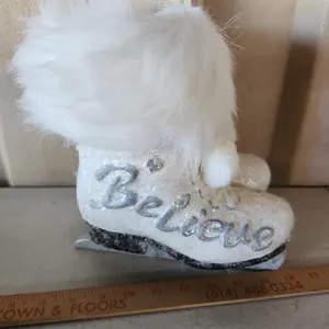 Believe Ice Skates Centerpiece Decor, Paper Mache/Resin