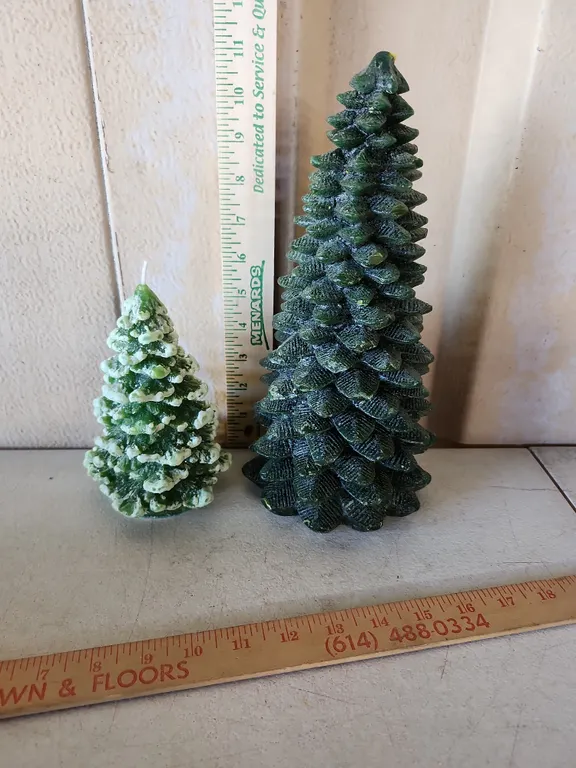 2 Large Tree Candles 6.5" & 11.5" Tall