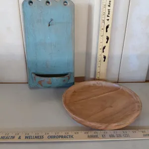 Wooden Decor Wall Hanger & Acacia Wood Round Platter 9.75"