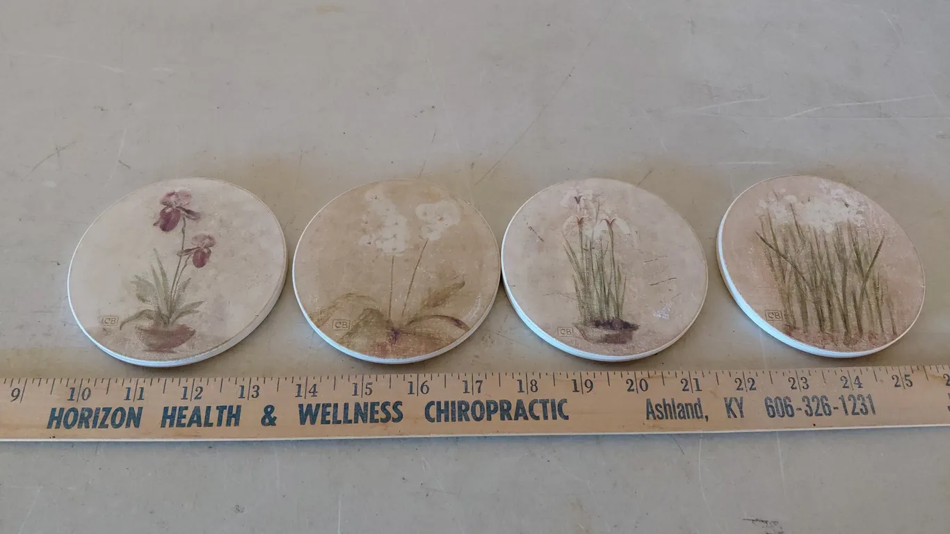 Ceramic Flower Coasters, CB Prints