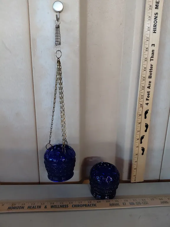 Vintage Cobalt Blue Glass Rose Shaped Bowls