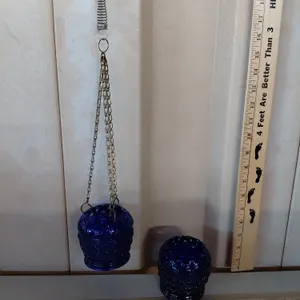 Vintage Cobalt Blue Glass Rose Shaped Bowls