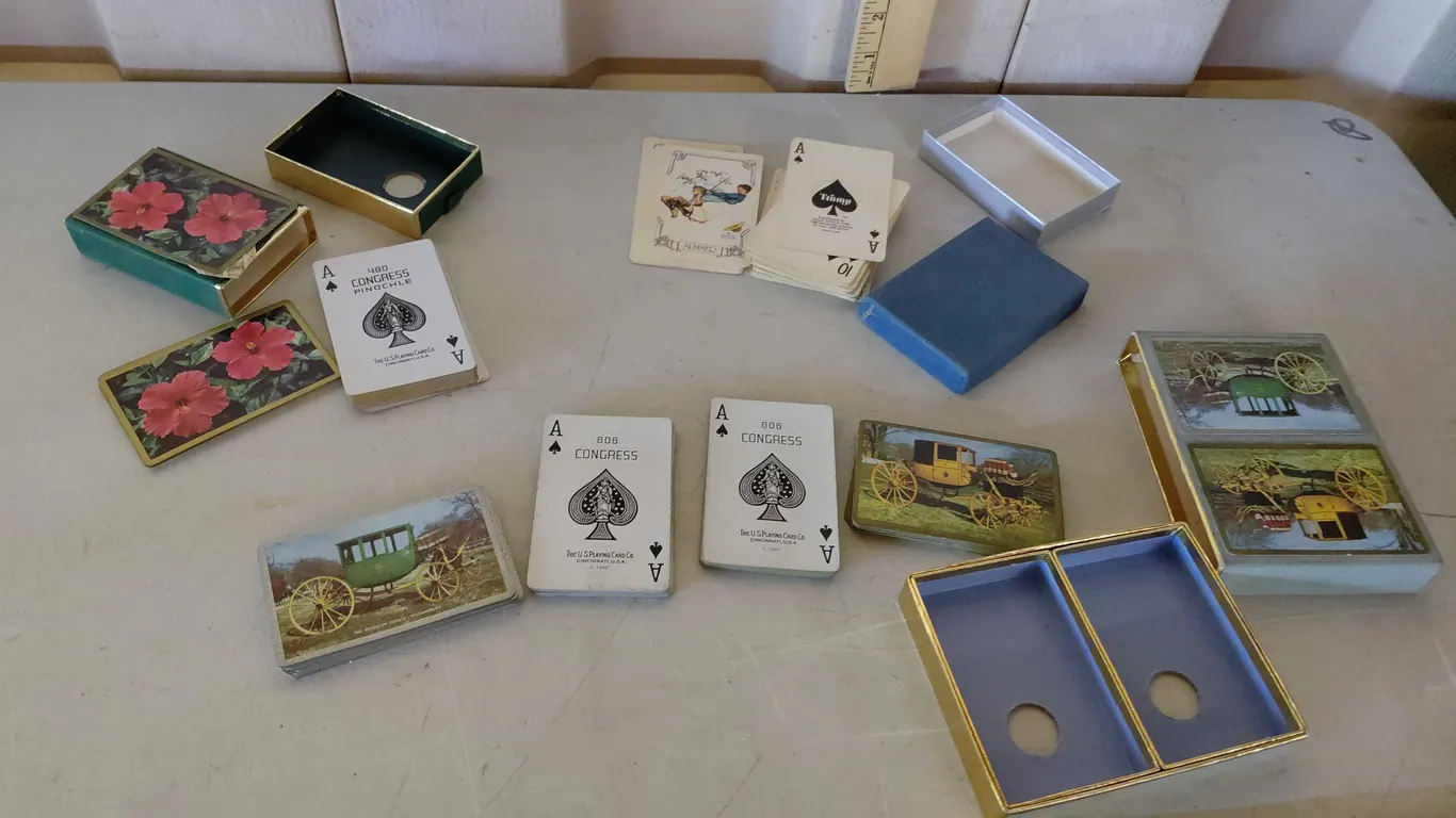 Vintage Playing Cards-Flowers, Cars, & Norman Rockwell