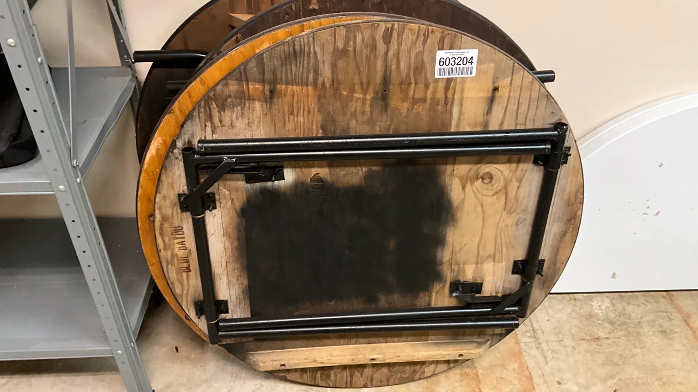 QTY OF (6) 36” ROUND WOOD TABLES