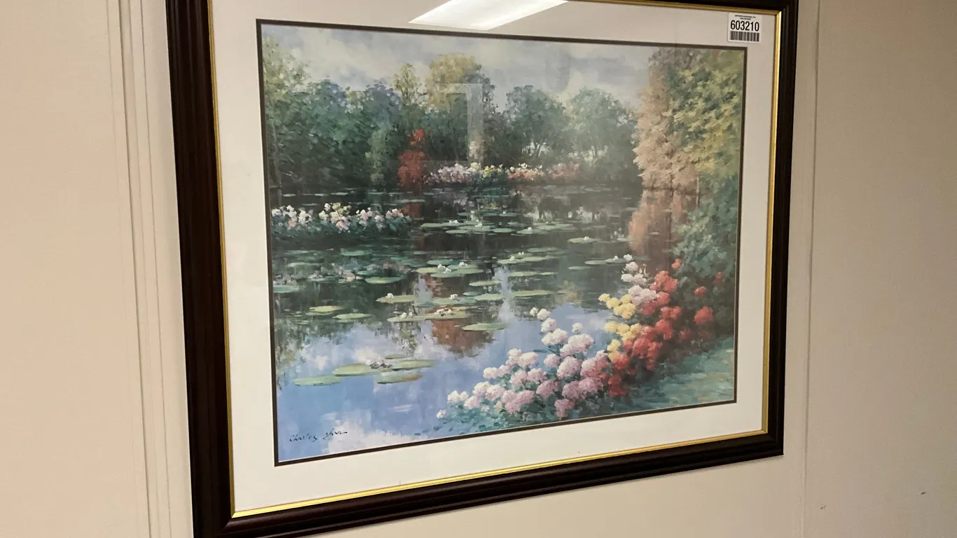 CHARLES GHAN FRAMED POND PAINTING
