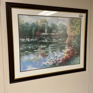 CHARLES GHAN FRAMED POND PAINTING