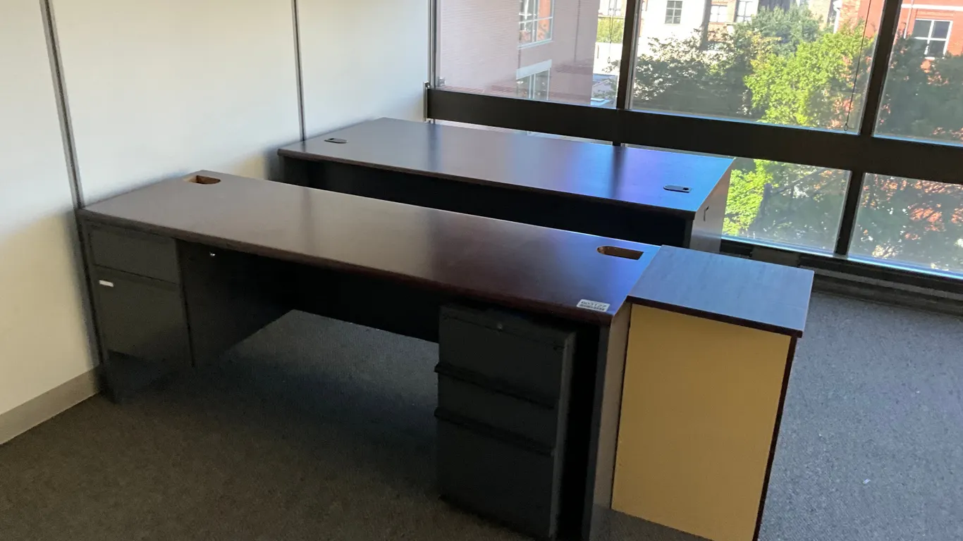QTY OF (2) DESKS & (1) FILE CABINET