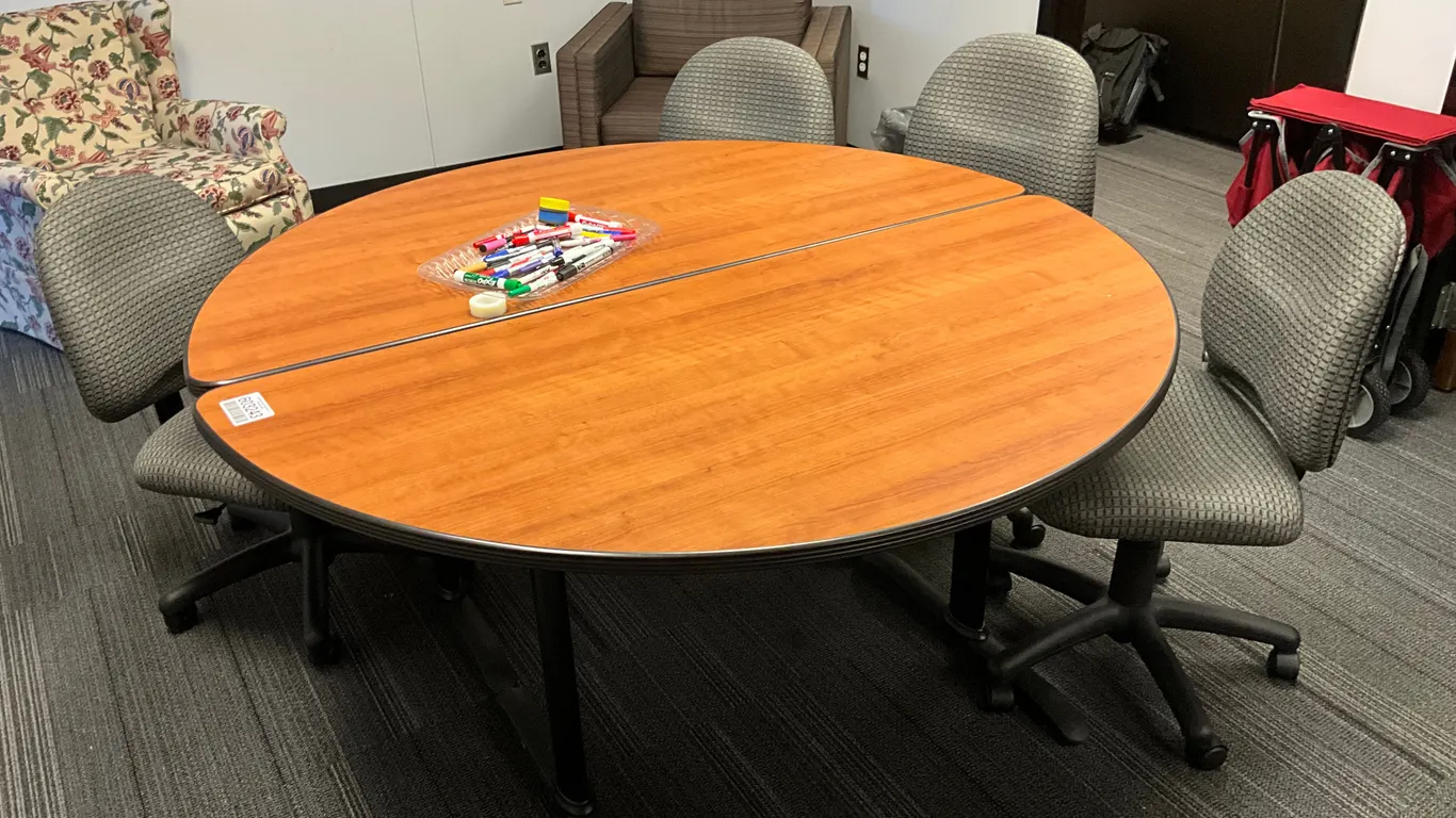 QTY (2) HALF ROUND 5’ TABLES