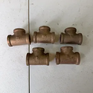 Five threaded brass t fittings 1/2 inch
