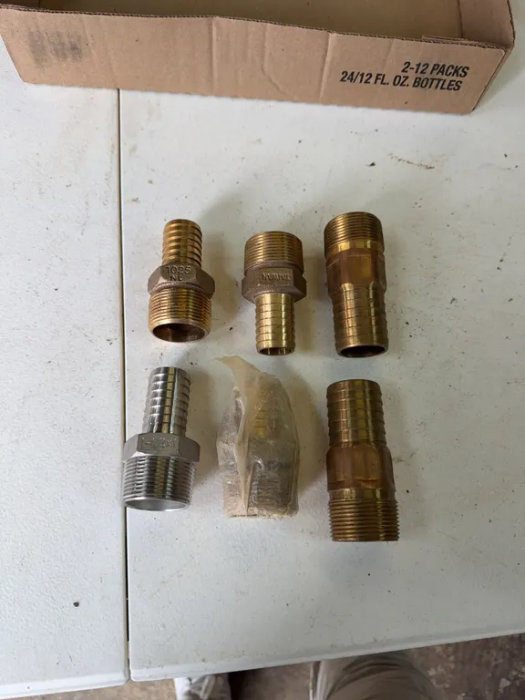 5 brass fittings/ male adapters 1 inch to 1 1/4 inch
