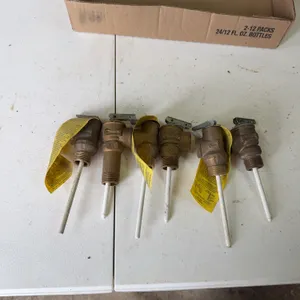 Six water heater pressure, relief valves