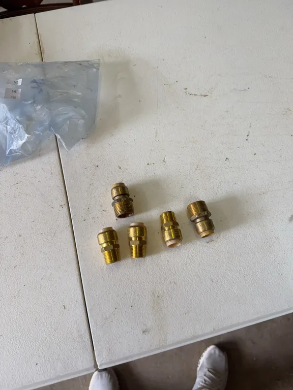 Five copper push fitting adapters 1/2 inch