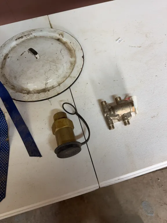 Mixing valve, brass pressure release valve, enamel pot