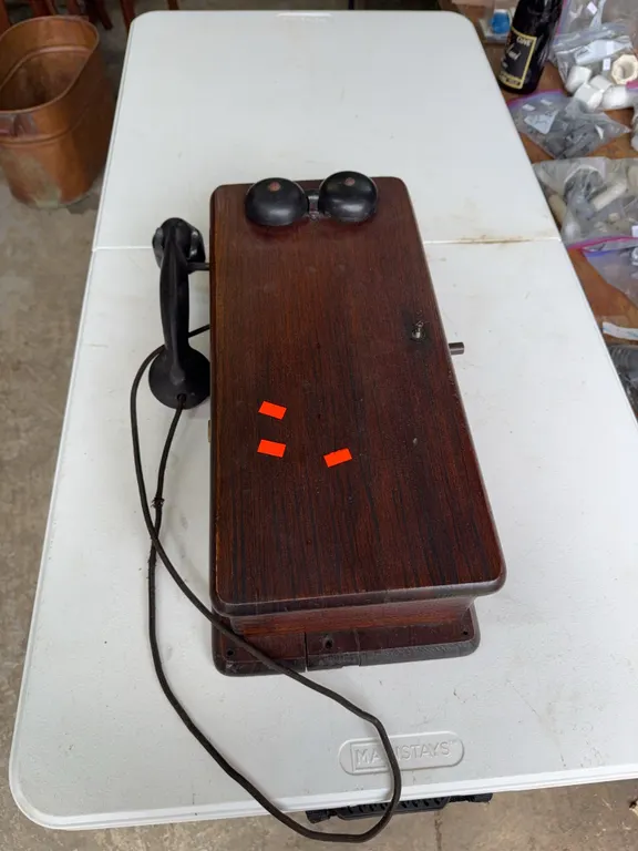 Antique wall mount phone with crank
