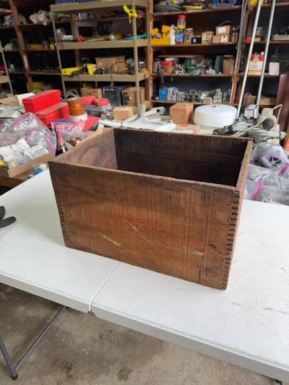Antique wooden red diamond box
