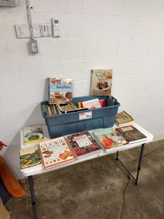 Rubbermaid tote full of cookbooks