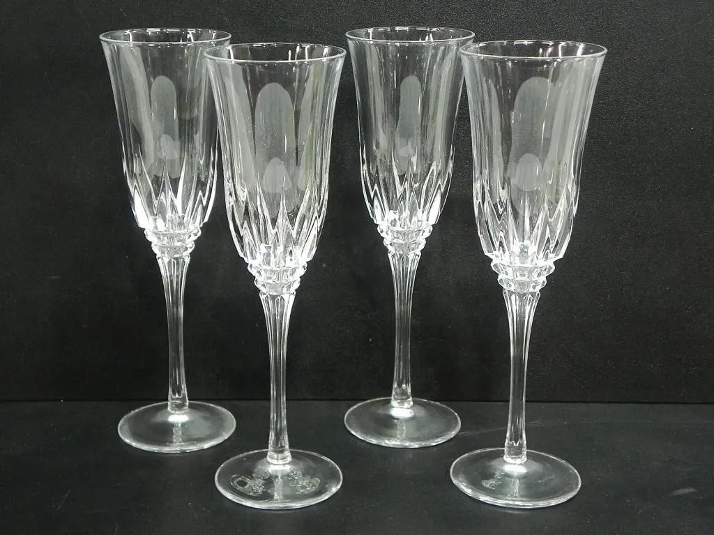4 CRYSTAL D'ARQUES "CASTEL" CHAMPAGNE FLUTES