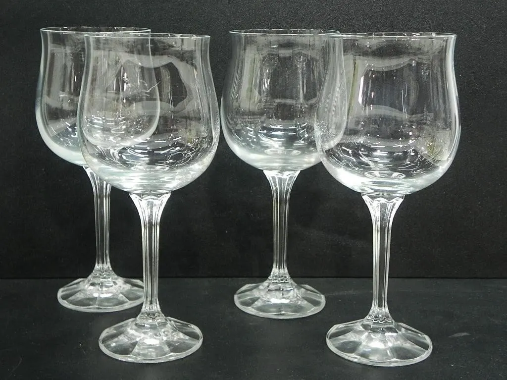 4 CRYSTAL WINE GLASSES, 7.75"T