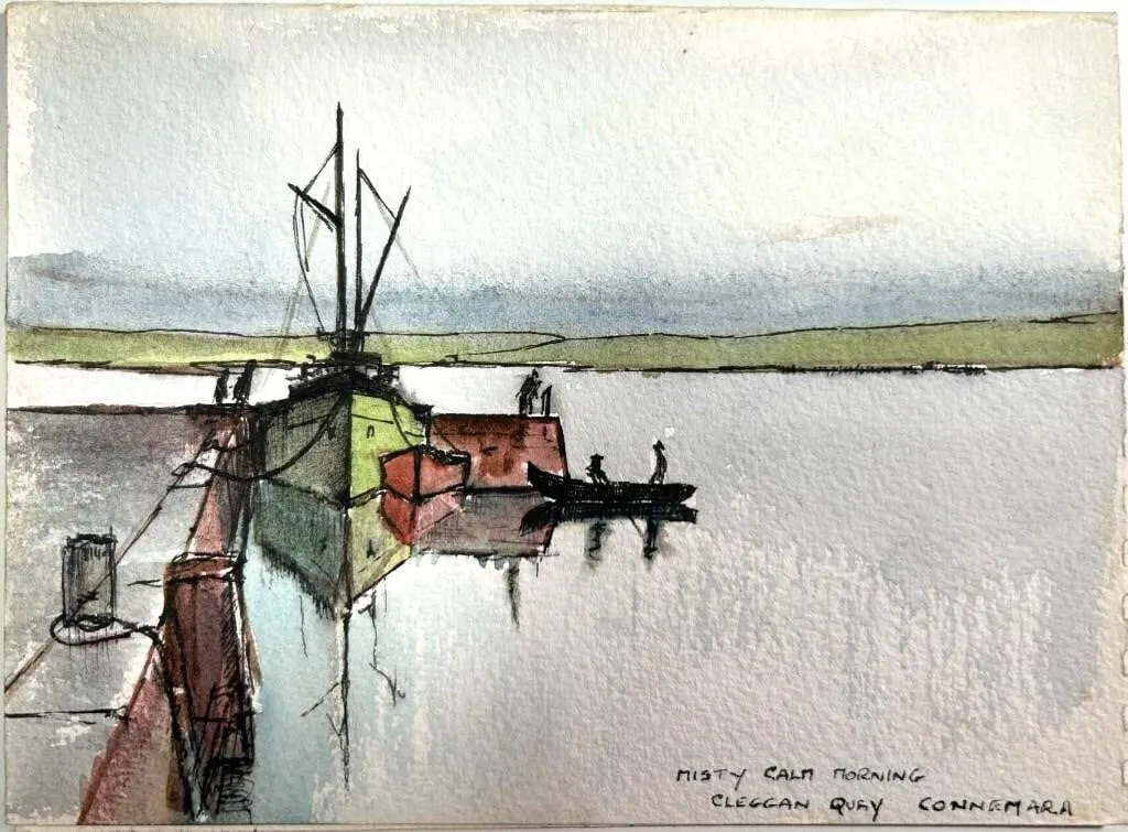 MISTY CALM MORNING, CLEGGAN QUAY, CONNEMARA