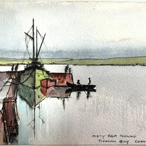 MISTY CALM MORNING, CLEGGAN QUAY, CONNEMARA