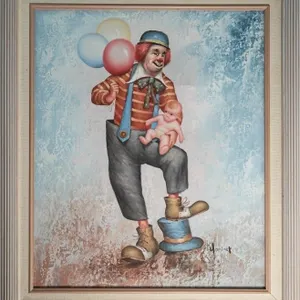 WILLIAM MONINET CLOWN WITH BALLOONS AND DOLL