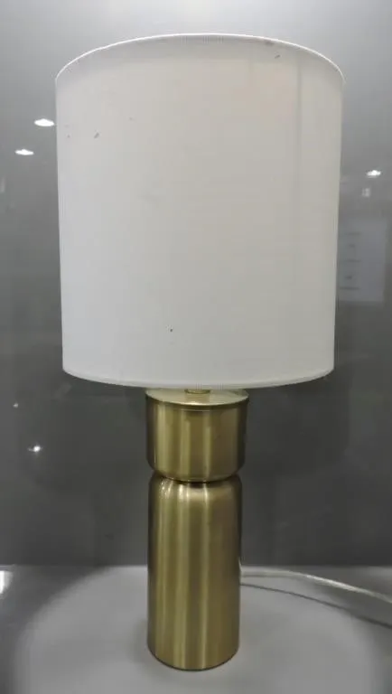 MODERN MINIMALIST BRUSHED BRASS TABLE LAMP W/SHADE