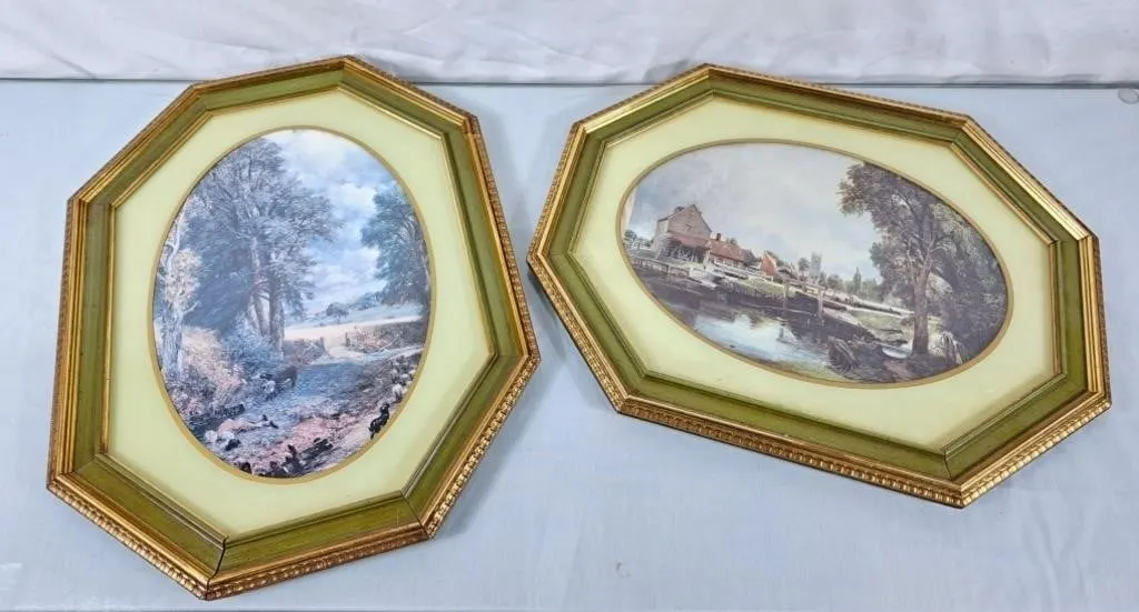 Matching Hexagon Frames w/Landscape Prints -
