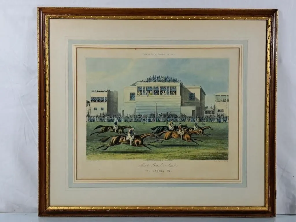 Beautiful J. Pollard Aquatint "Ascot Grand