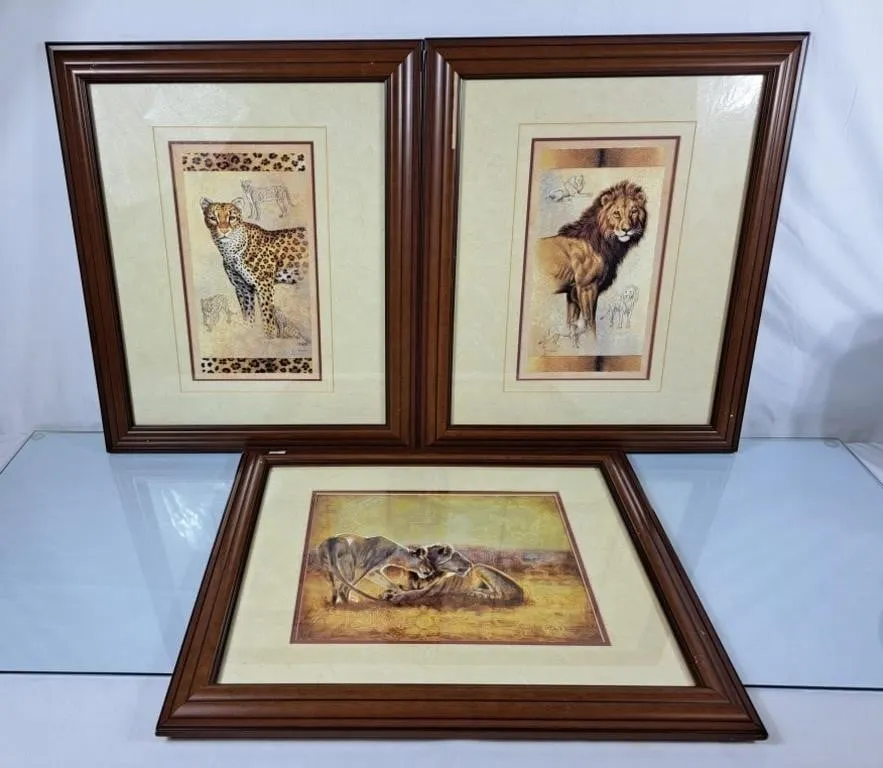Pair of J. Gibson Lion & Cheetah Prints & Vanessa