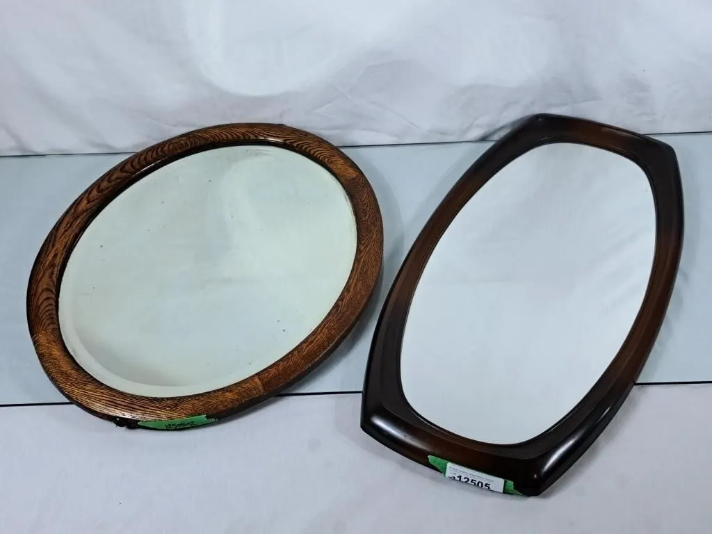 Pair of Wood Framed Mirrors