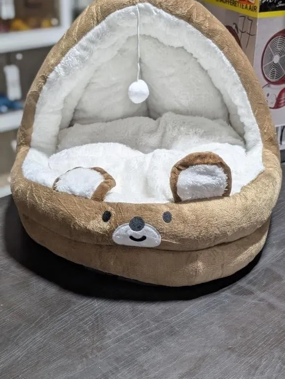 Fluffy Semi-Closed Cat Bed Small Dog Bed