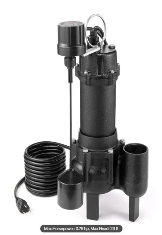 VEVOR Submersible Sewage Pump, 3/4 HP, 6000 GPH