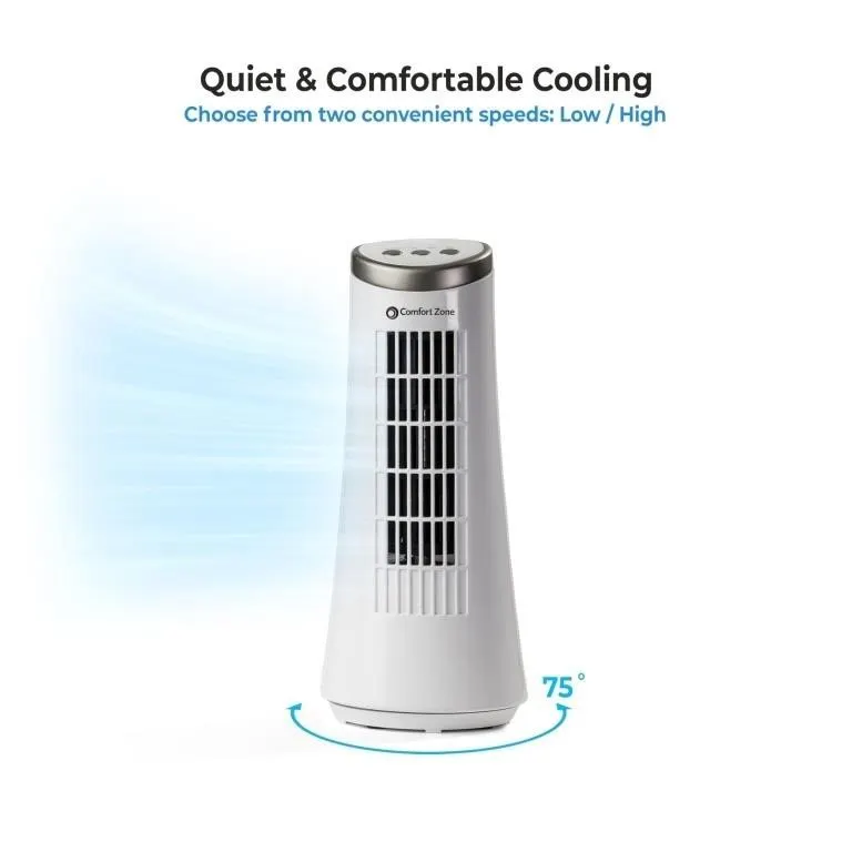 Comfort Zone 12-Inch Oscillating Desktop Tower Fan