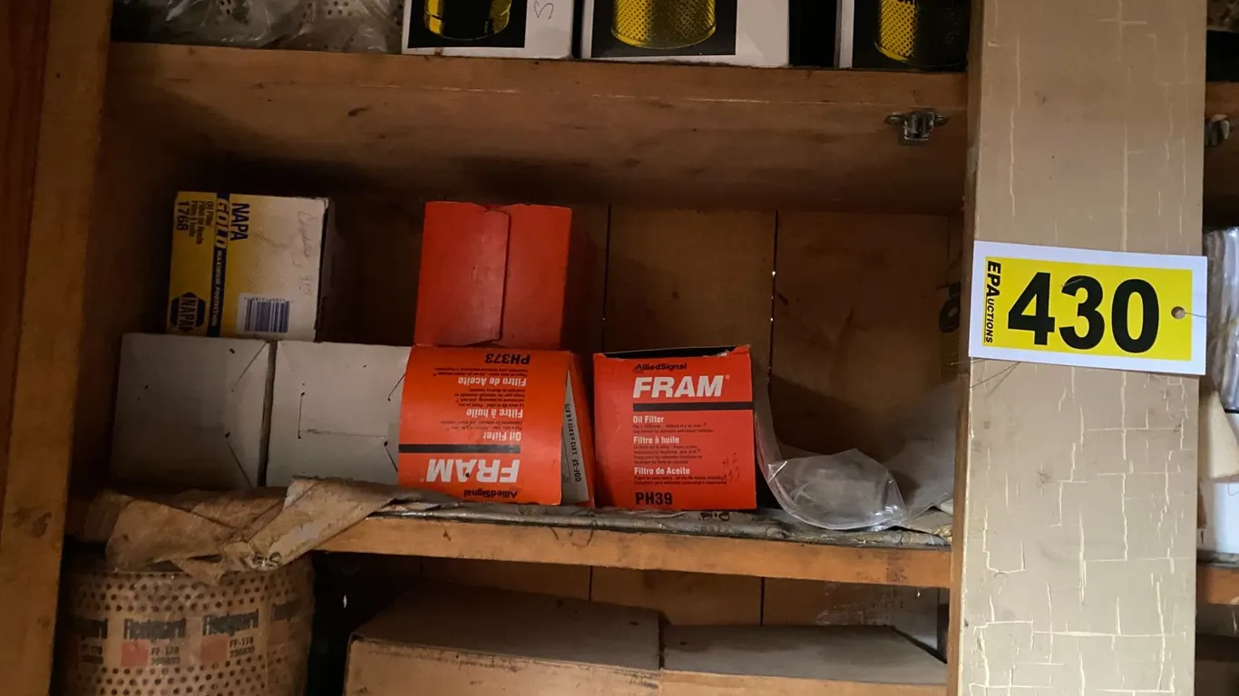 Contents of Grainary- Oils, filters, cupboard, hyd. Fittings, etc. (Not the Grainary)
