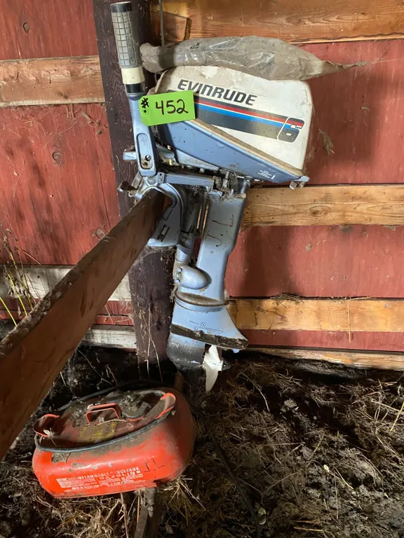 Evinrude 6 Hp motor c/w tank, As is , May run