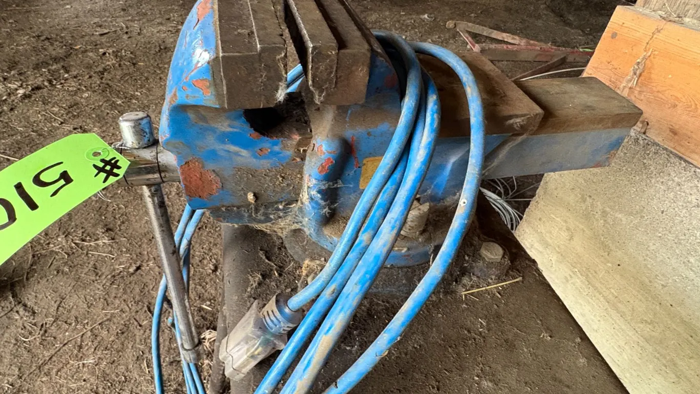 Blue swivel vice, cord & stand