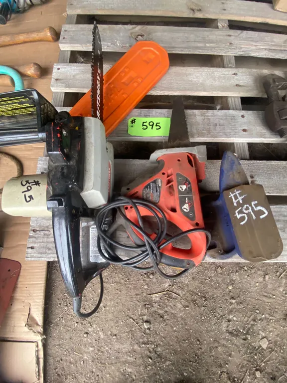 Craftsman elec. chain saw, small anvil & red chain saw