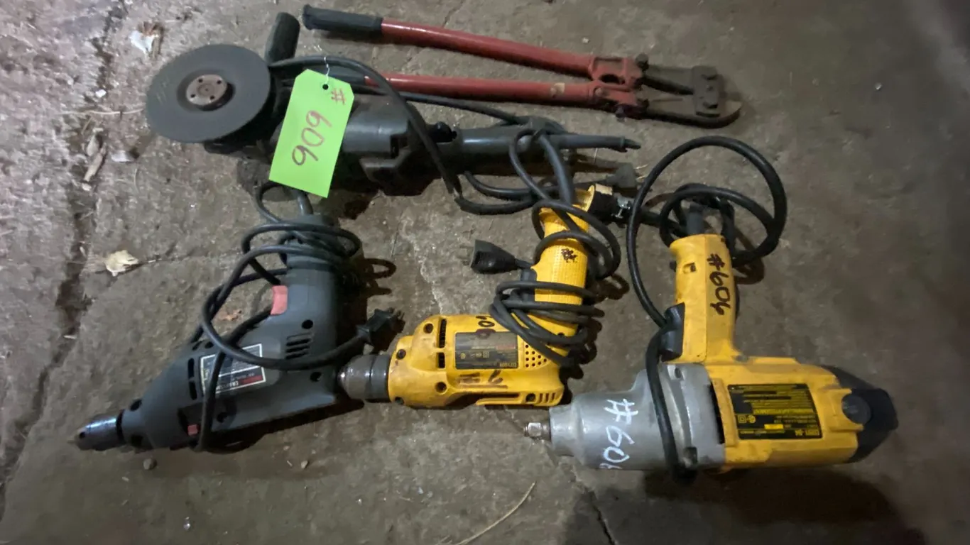 Bolt cutters, power tools, grinder & misc.