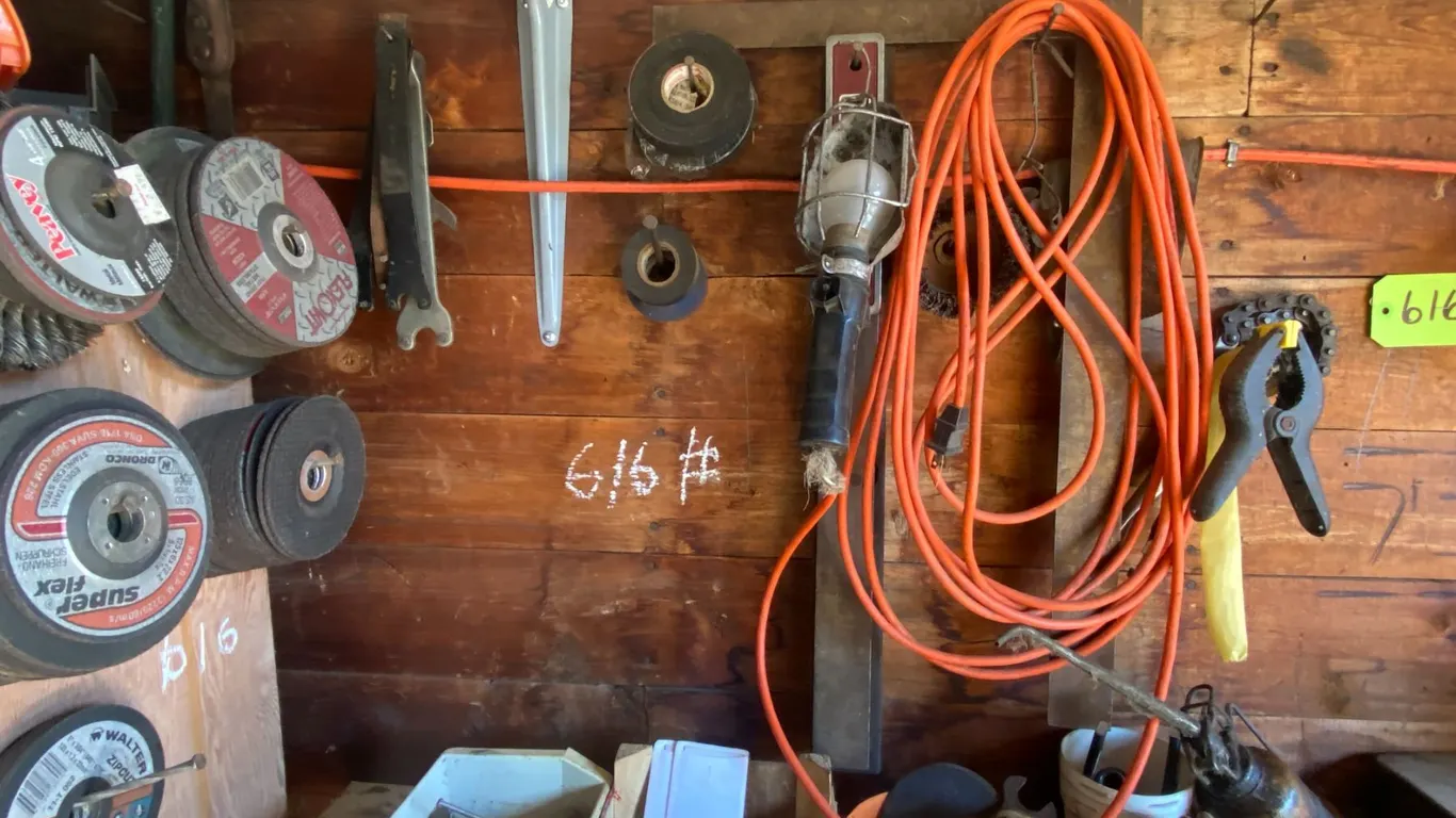 Qty of grinding discs, buffing wheels & misc. on wall & counter (as marked)