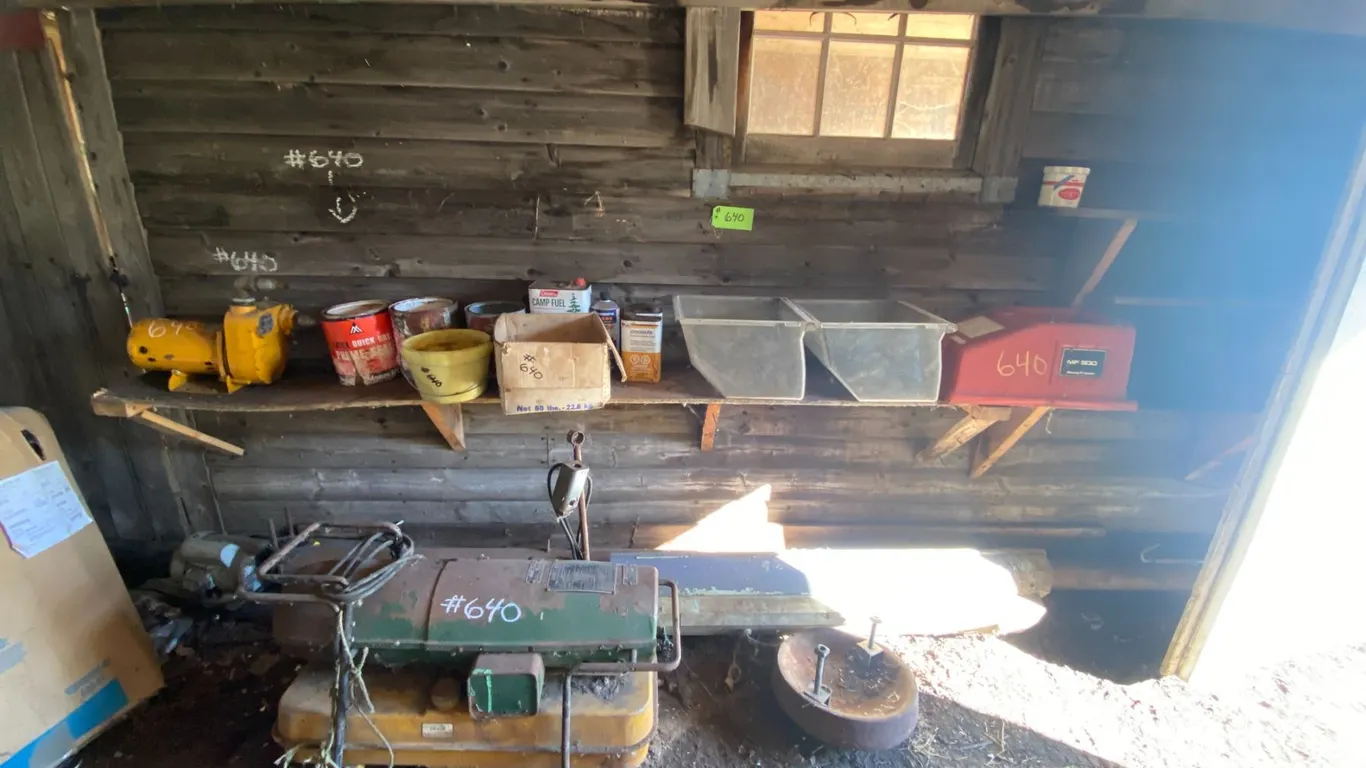 Nails, creosote, space heater, old auger, crank shaft & misc. steel