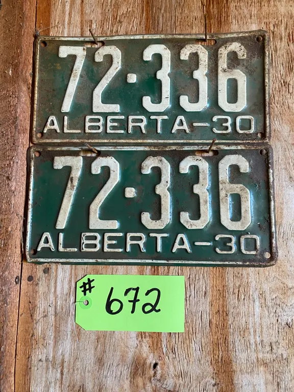 (So much each x2) 2- 1930 Alberta matching license plates