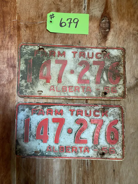 (So much each x2) 2- 1956 matching Alberta License plate