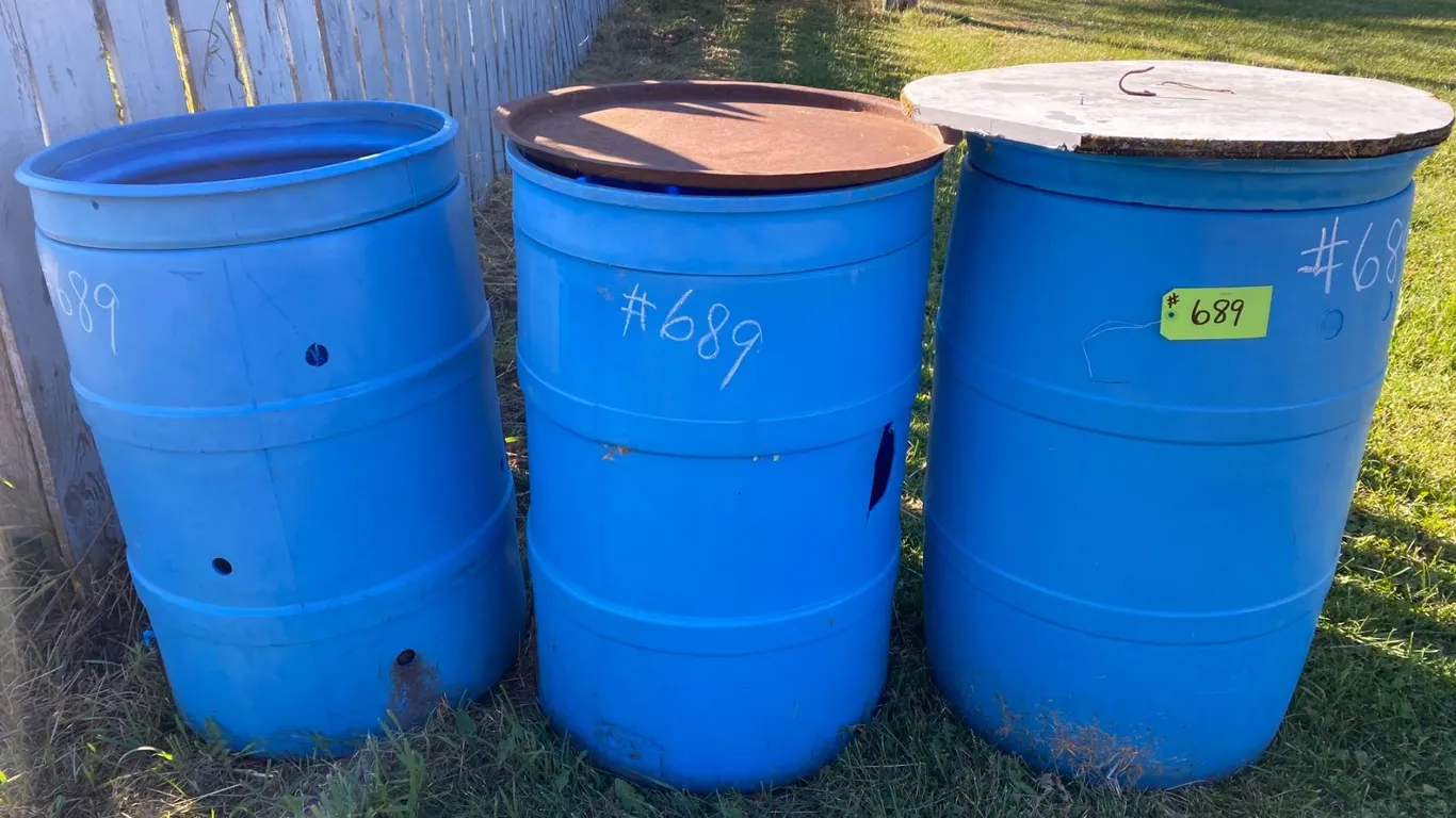 3- plastic barrels