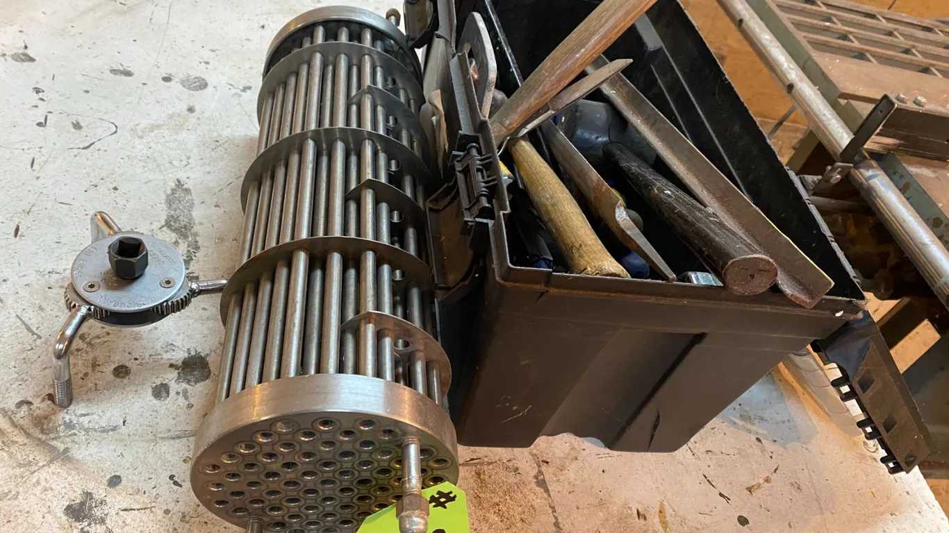 Tool box c/w qty of tools, strainer