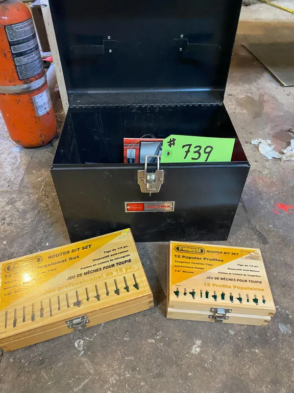 Router attachment, craftsman tool box c/w tooling