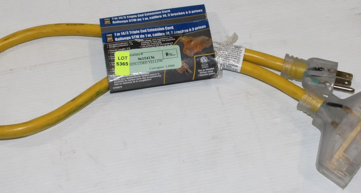 EXTENSION CORD YELLOW