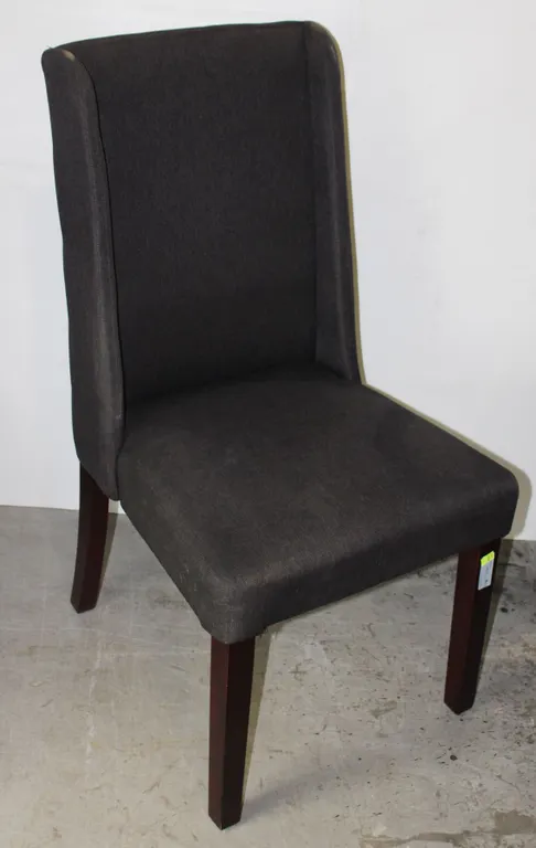 DARK FABRIC CHAIR WITH WOOD LEGS
