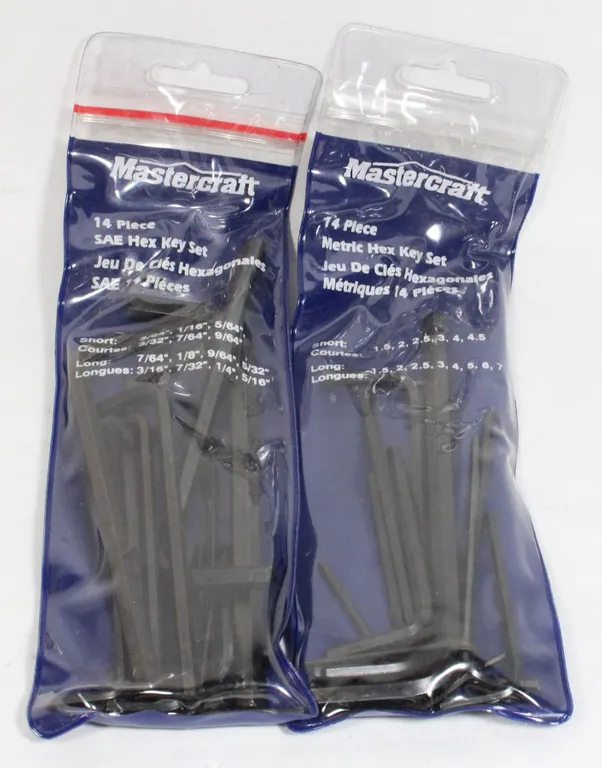 LOT OF TWO MASTERCRAFT 14 HEX KEY SET METRIC AND S